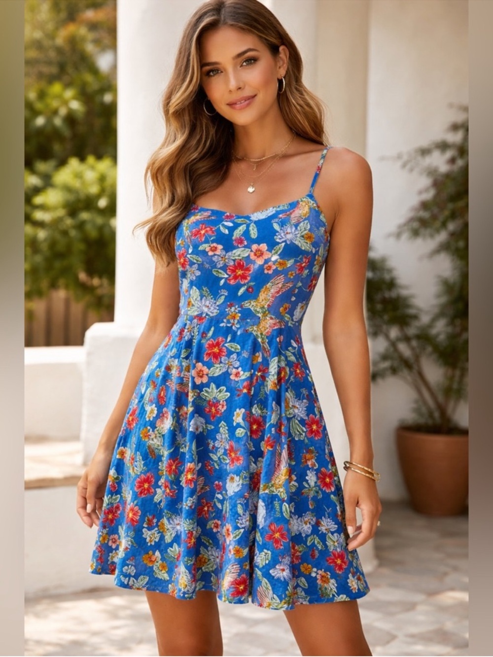 Tropical Floral Summer Mini-Dress XXL